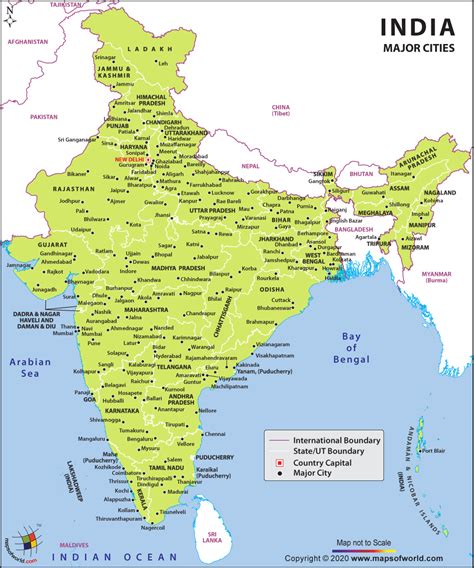 map of india with cities|Major Cities in Different States of India .